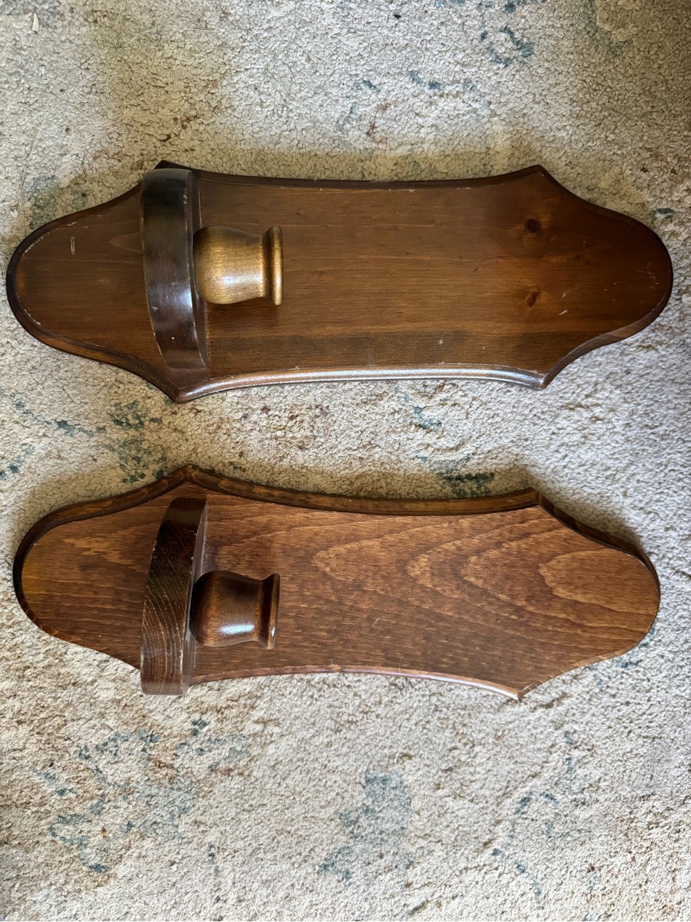 Wood Candleholder Set - Dark Brown Stain- Vintage smaller bowl